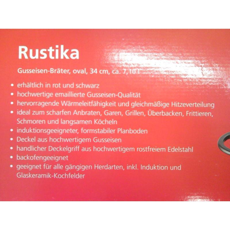 Schulte-Ufer Rustika Bräter oval schwarz 34 Induktion Gusseisen emailliert