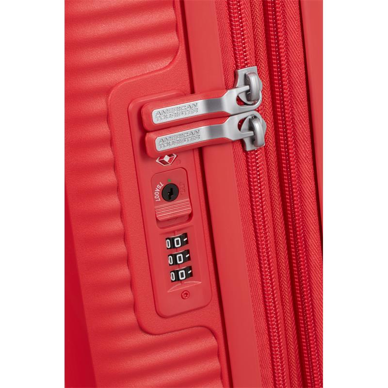 American Tourister Soundbox Spinner 55 Coral Red Erweiterbar